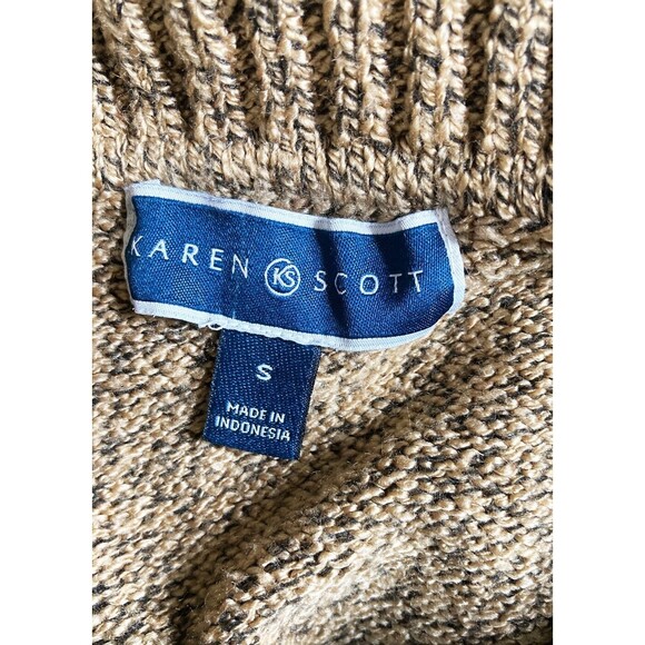 KAREN SCOTT | Heathered Tan Cowl Neck Long Sleeve Sweater | Size S - Picture 5 of 6